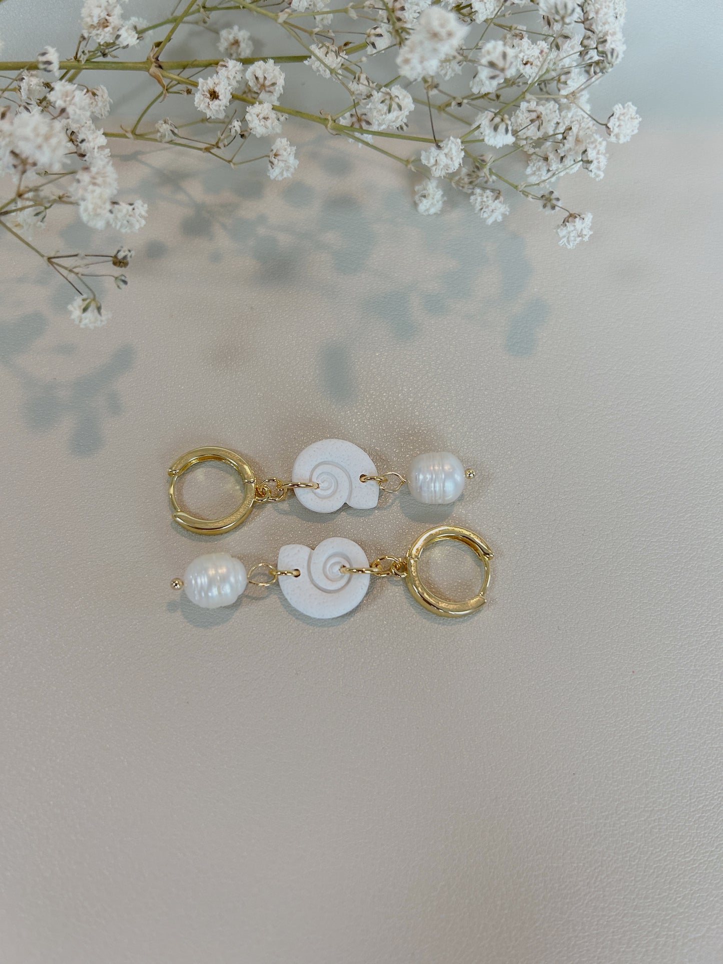 Shell Huggie Hoops with Freshwater Pearls - LucyLola