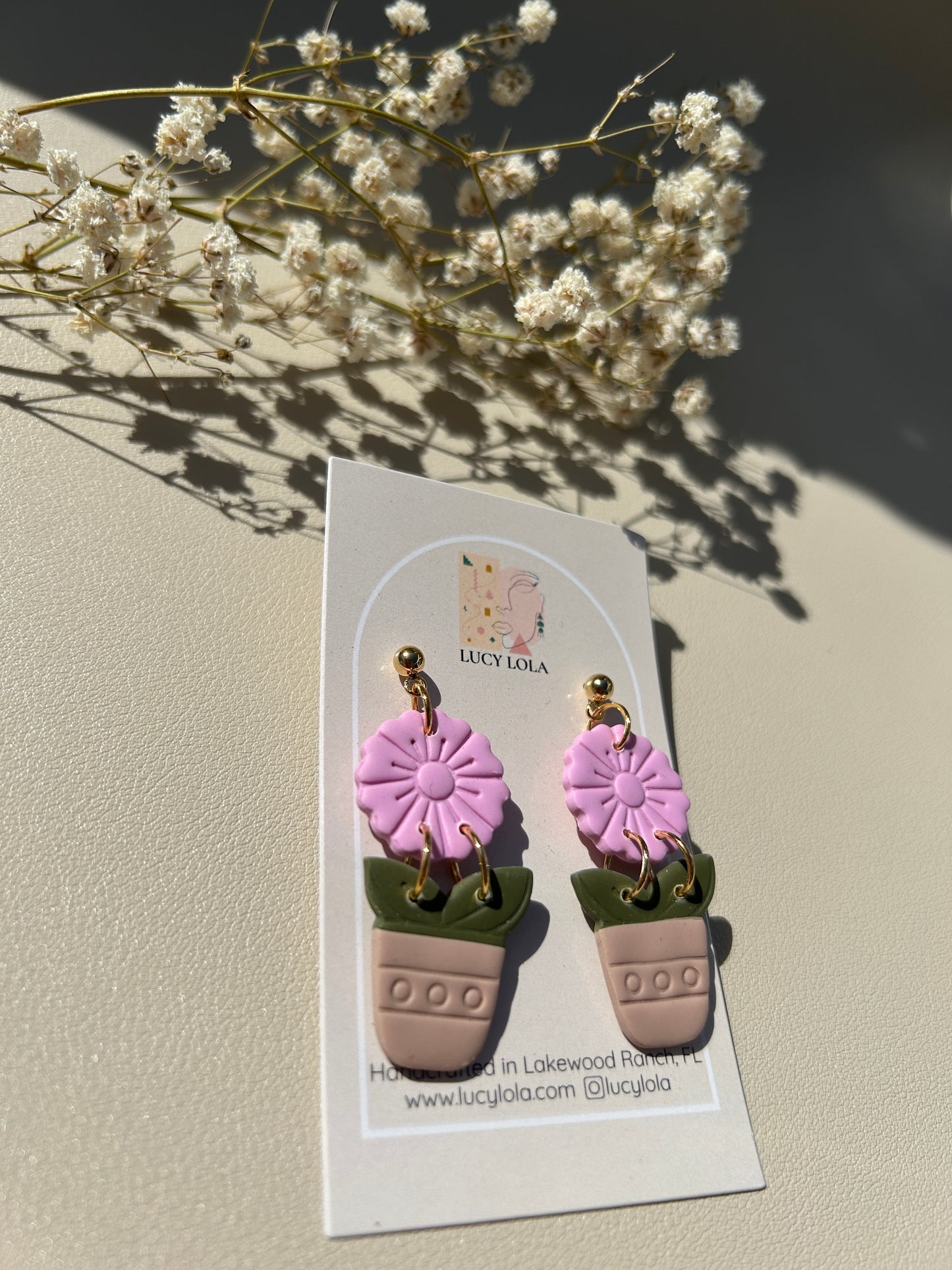 Flower Pot Earrings - Lilac