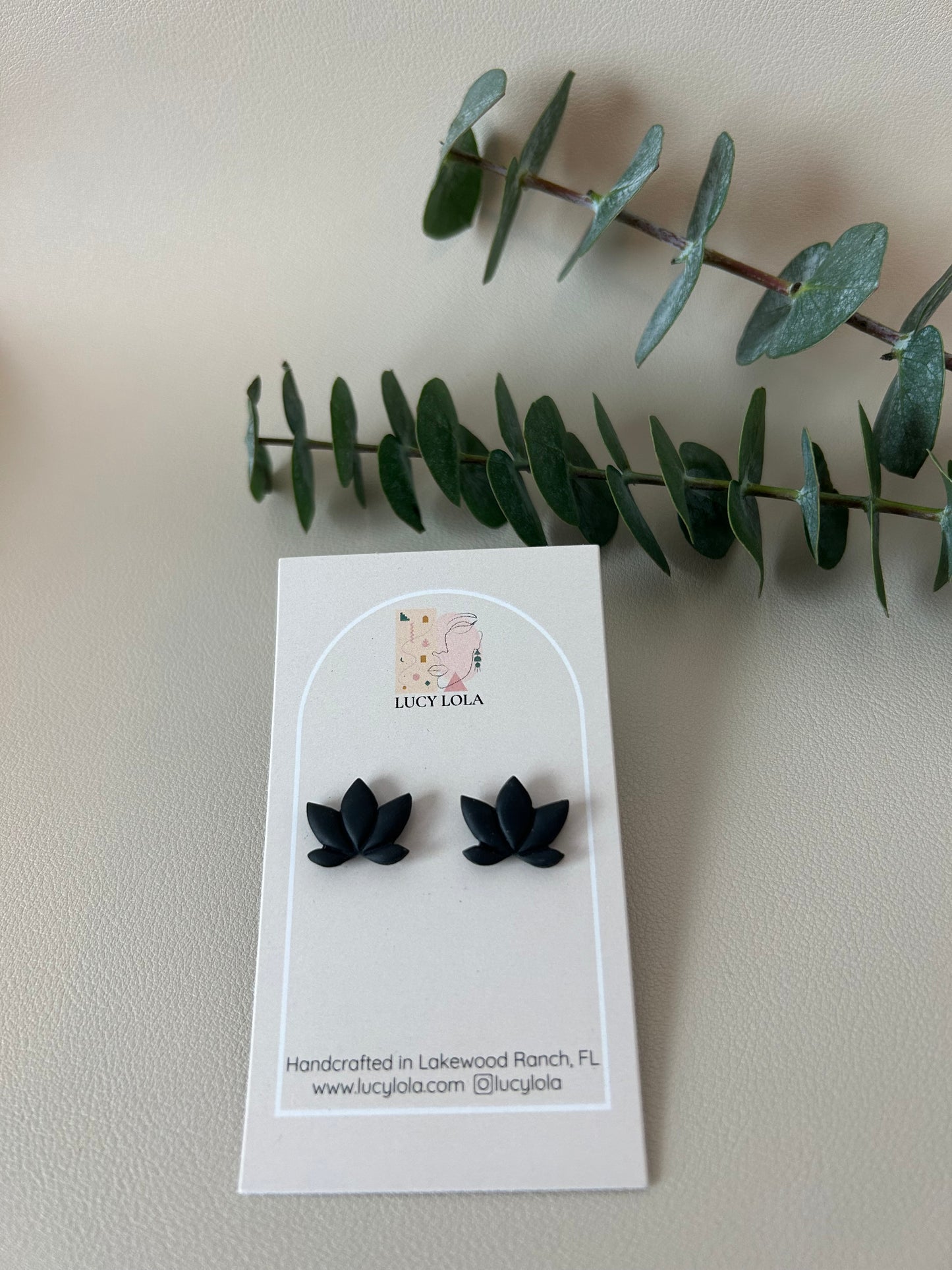 Lotus Studs - Black - LucyLola