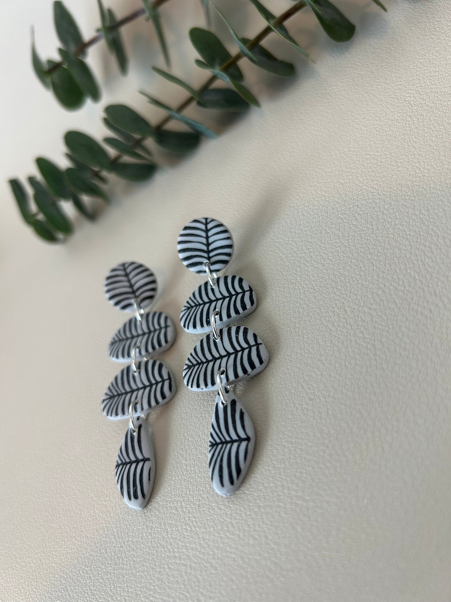 The Octavia - Line Leaf Pattern - Black on Light Grey - LucyLola