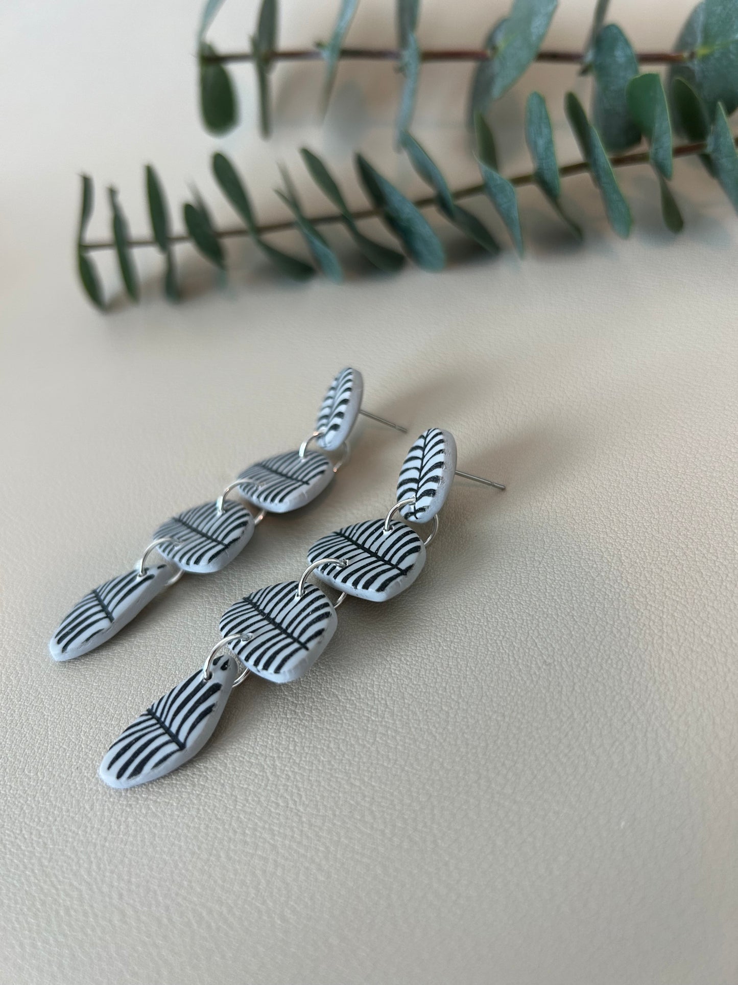 The Octavia - Line Leaf Pattern - Black on Light Grey - LucyLola