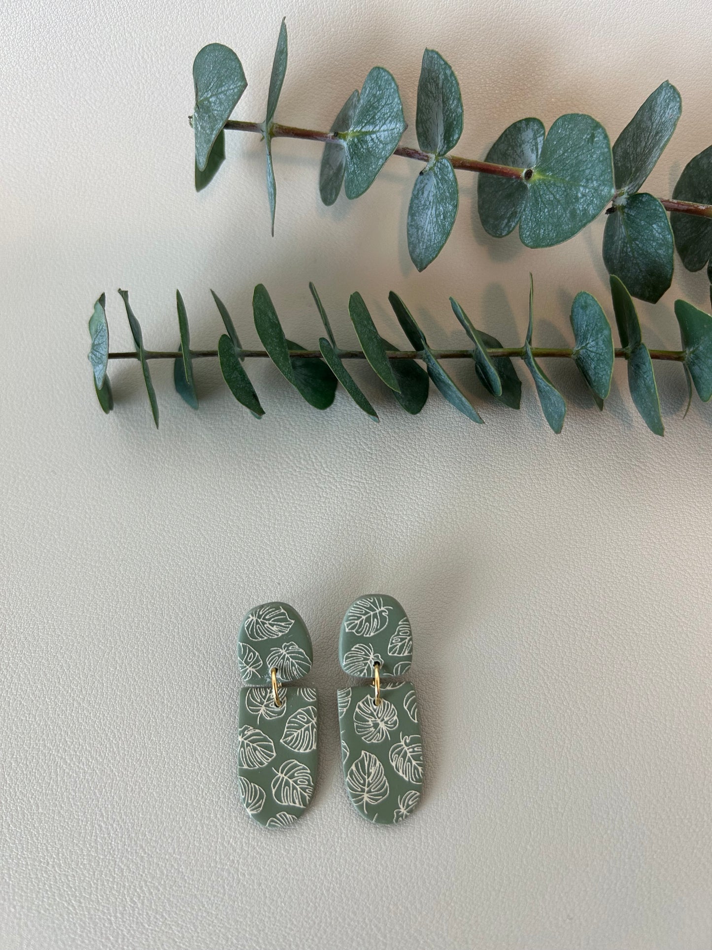 The Livi - Monstera Print - Off White on Sage Green - LucyLola