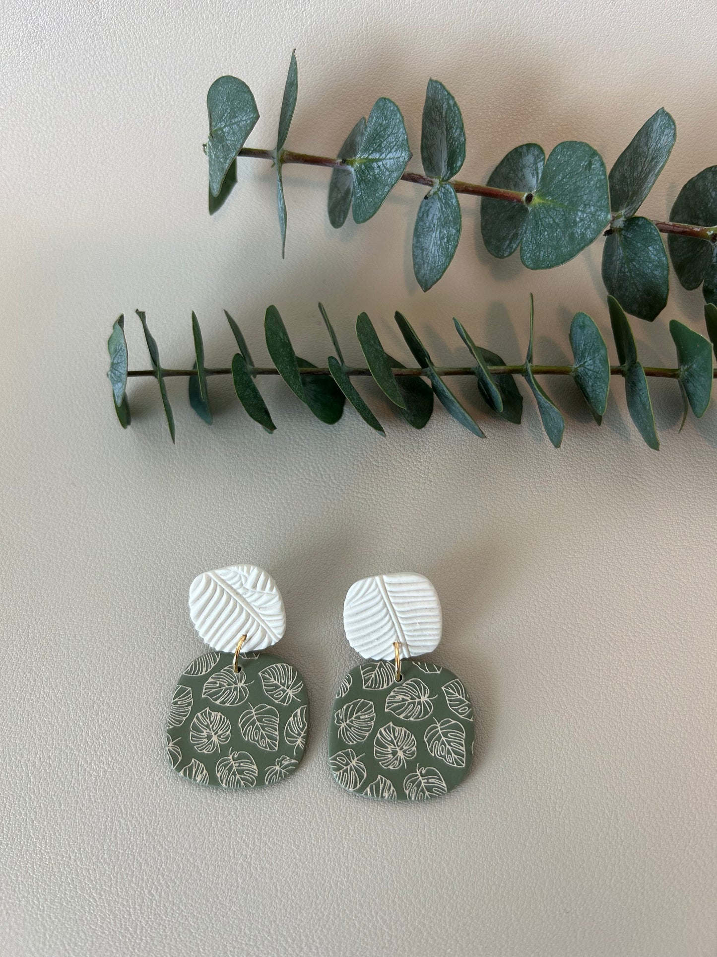 The Maria - Monstera Print - Off White on Sage - LucyLola