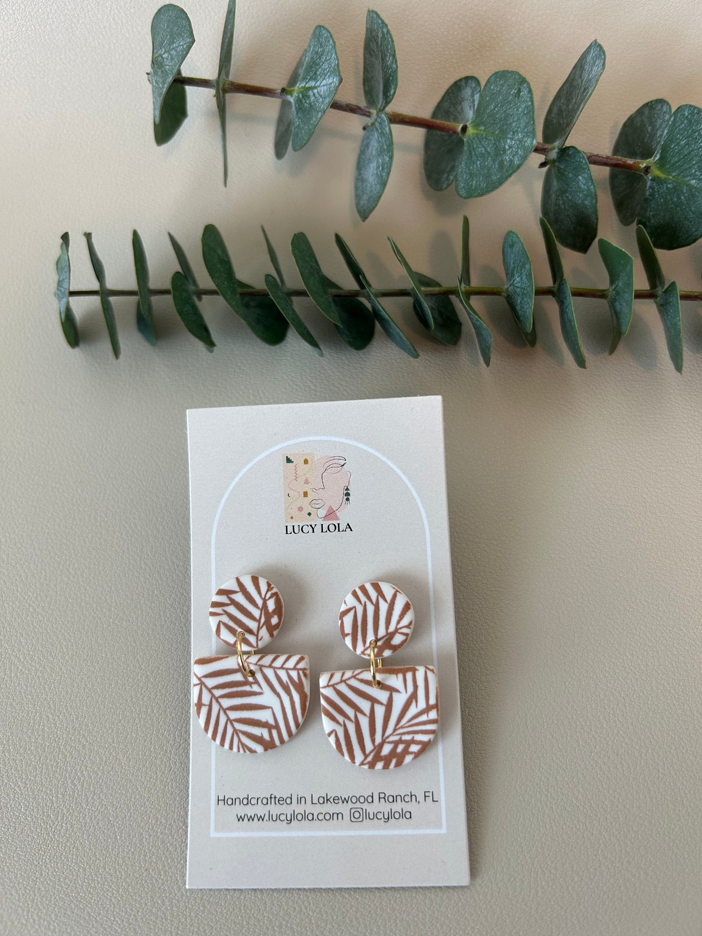 The Aria - Palm Leaf Print - Sienna on White - LucyLola