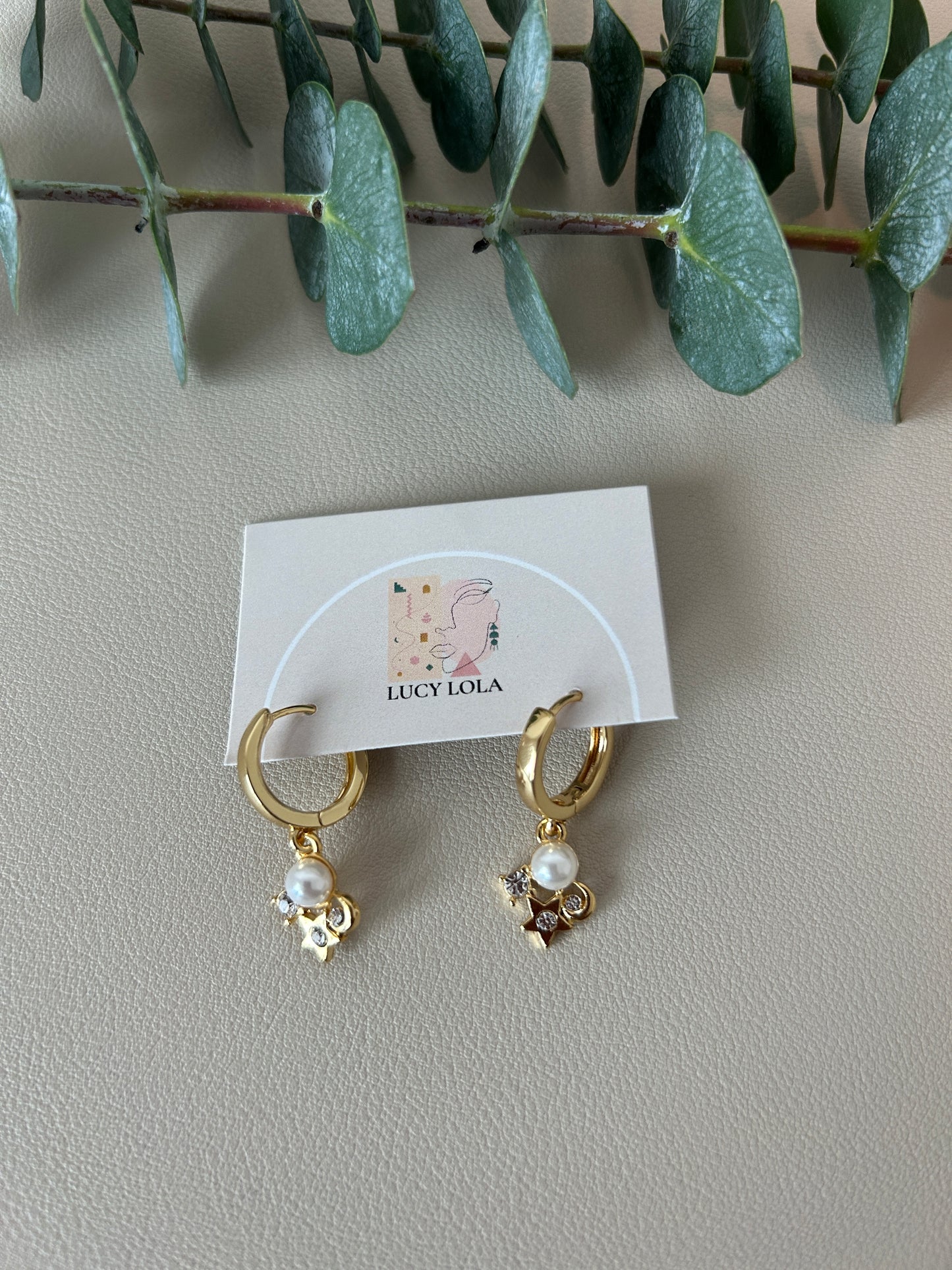 CZ Huggie Hoops - Style 4 Star & Moon - LucyLola