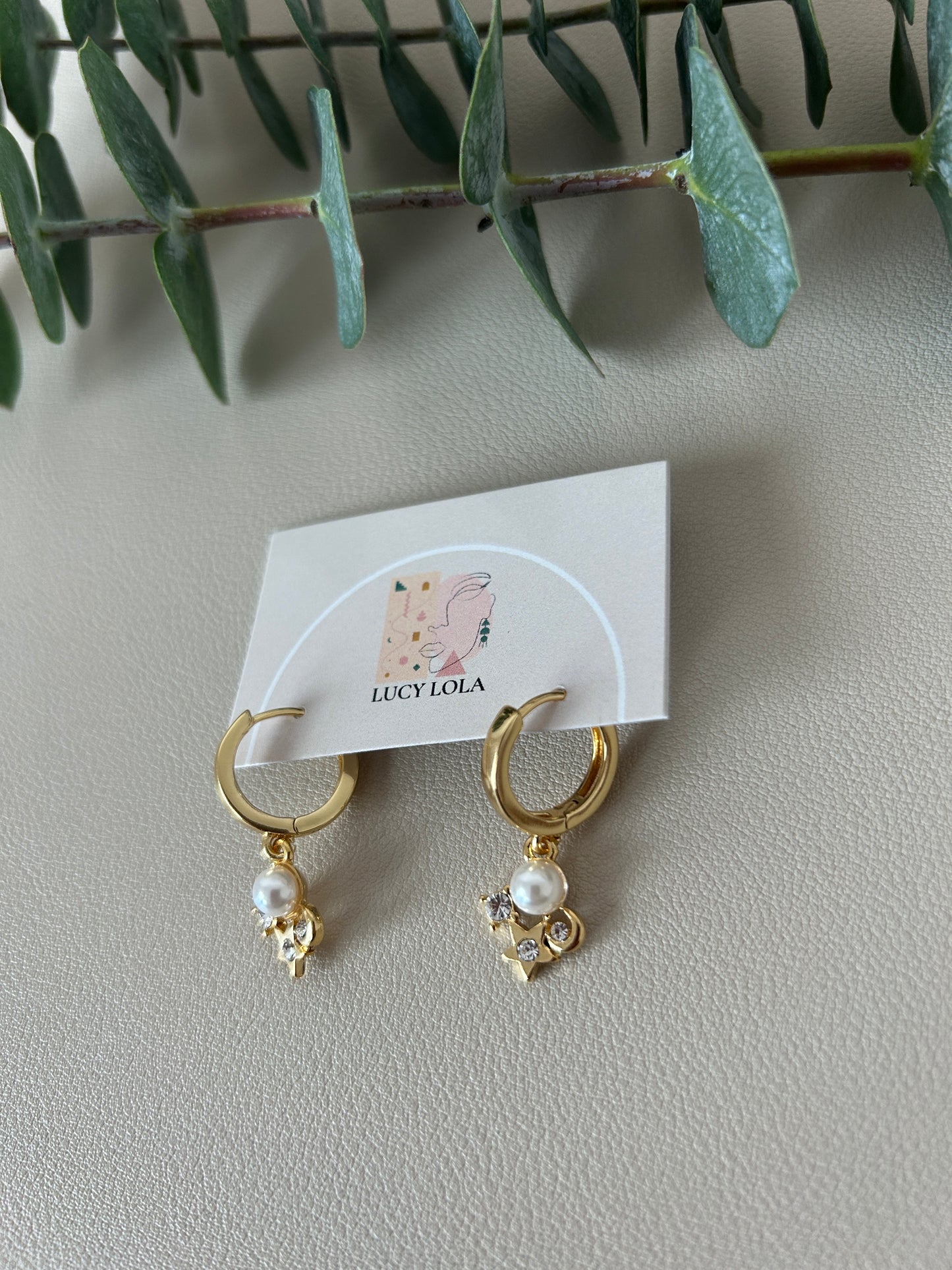 CZ Huggie Hoops - Style 4 Star & Moon - LucyLola