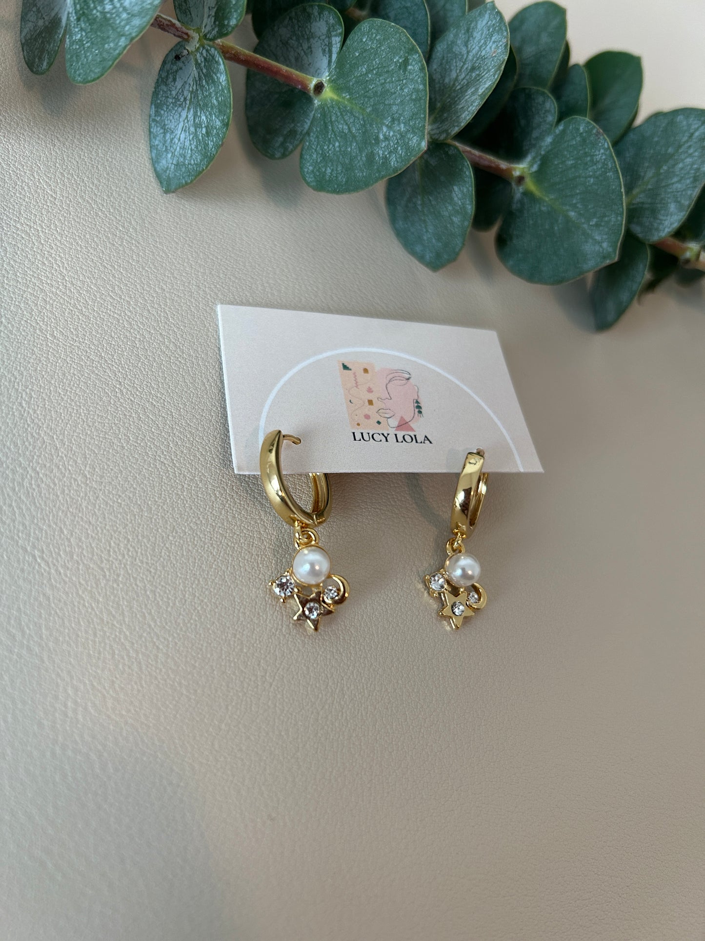 CZ Huggie Hoops - Style 4 Star & Moon - LucyLola