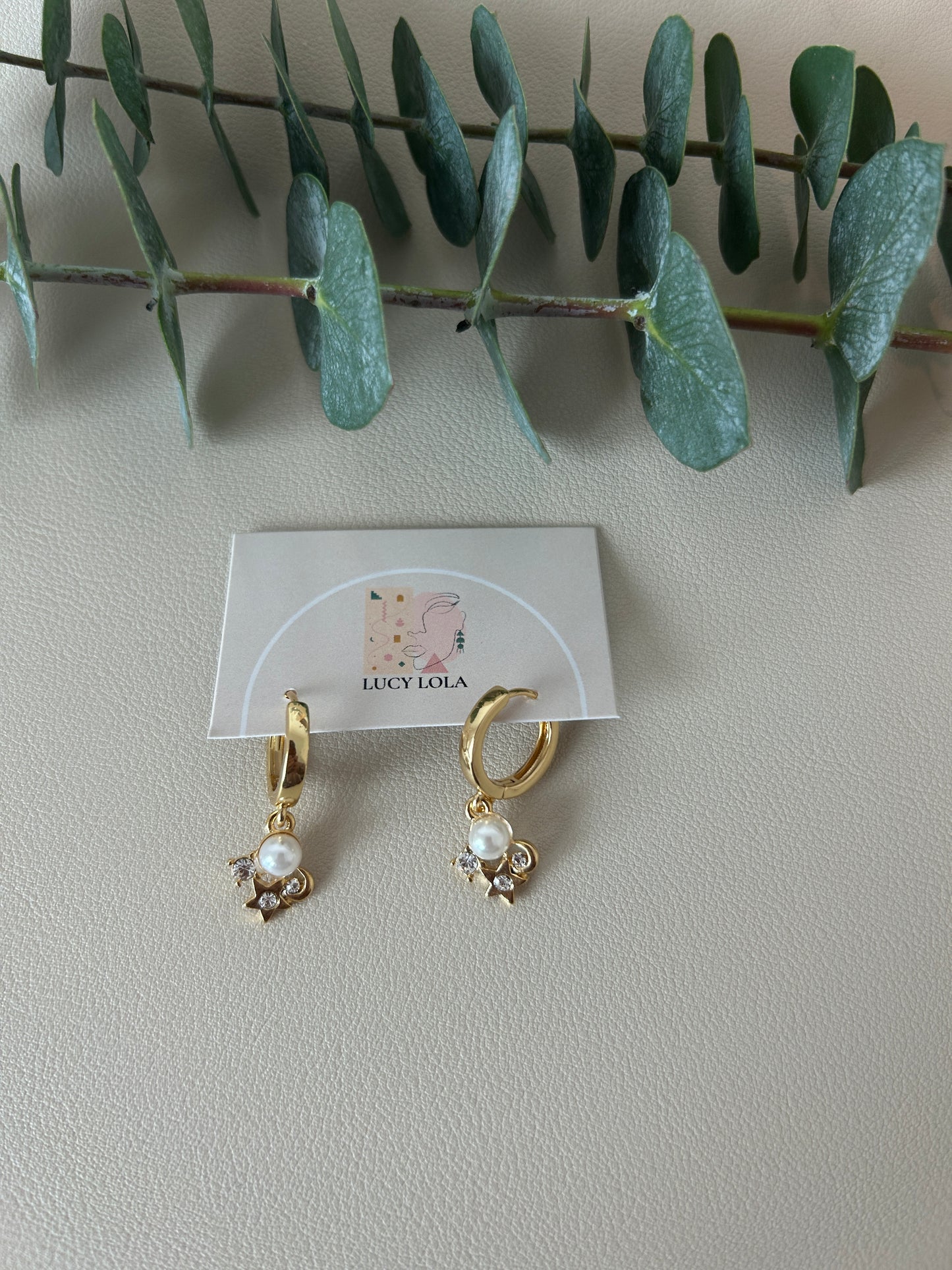 CZ Huggie Hoops - Style 4 Star & Moon - LucyLola