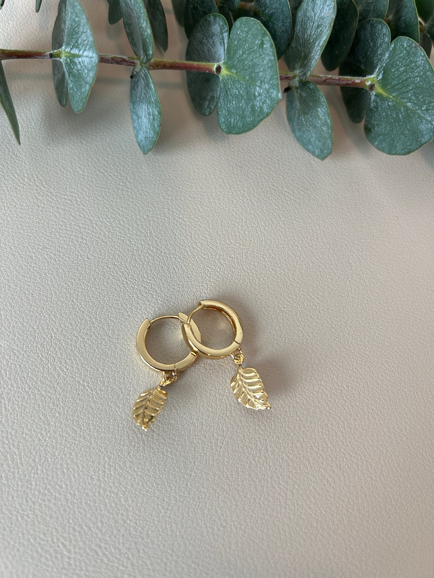 Leaf Charm Huggie Hoops - Style 5 - LucyLola