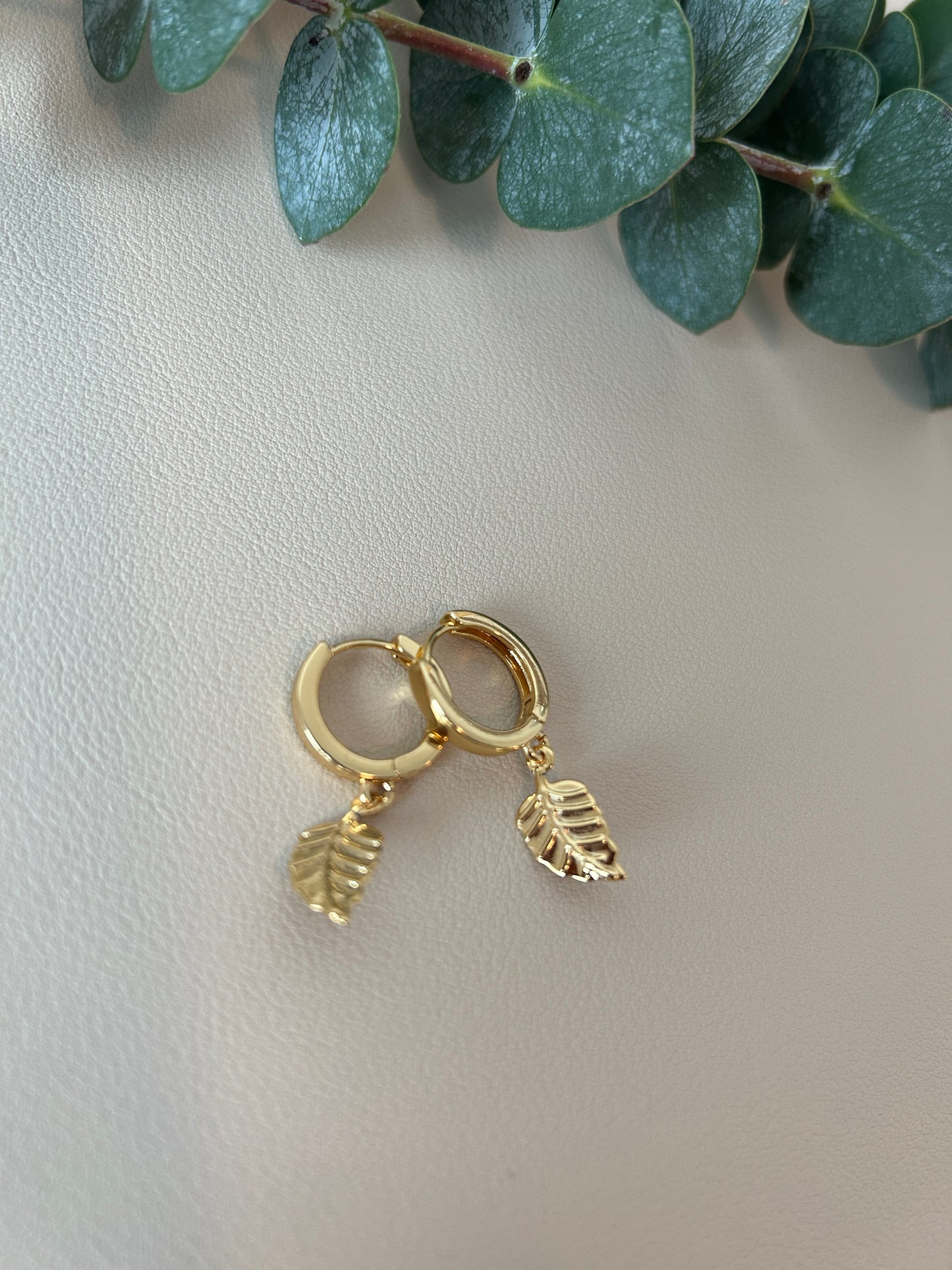 Leaf Charm Huggie Hoops - Style 5 - LucyLola