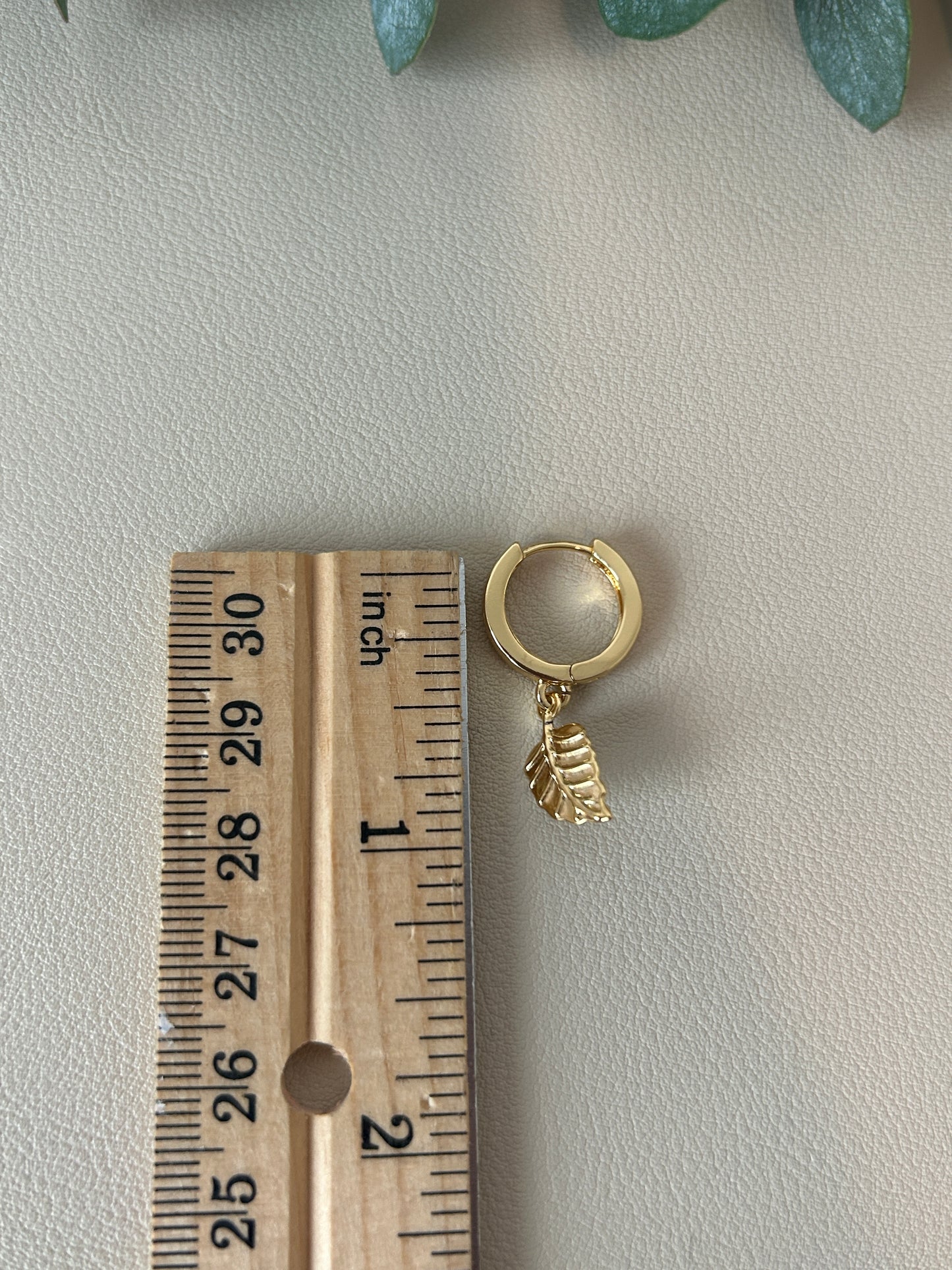 Leaf Charm Huggie Hoops - Style 5 - LucyLola