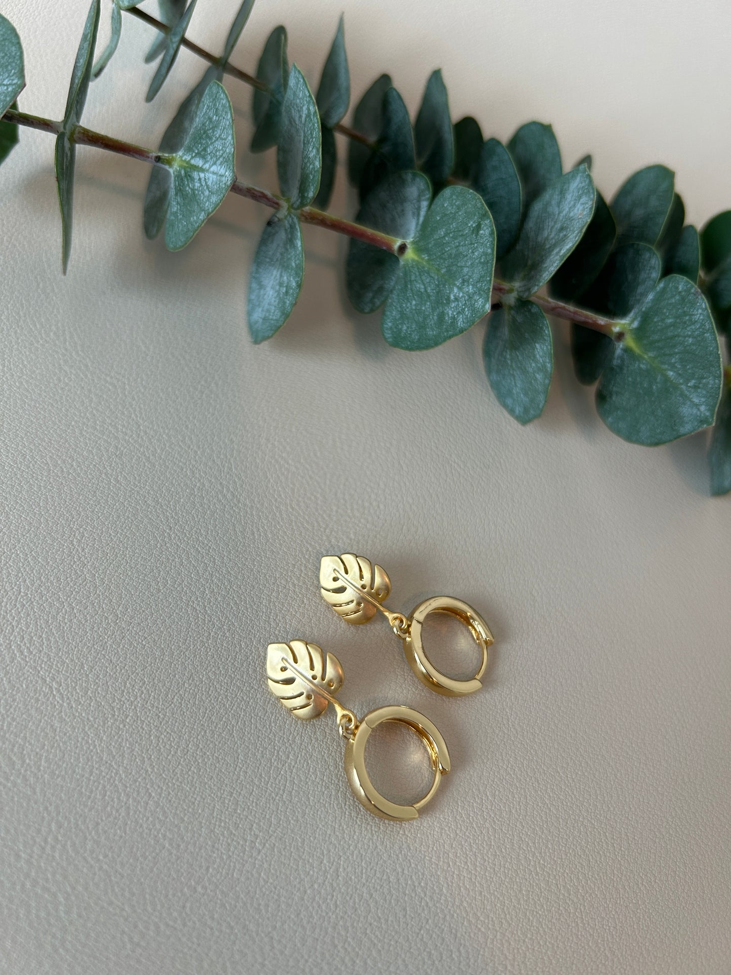Monstera Charm Huggie Hoops - Style 9 - LucyLola