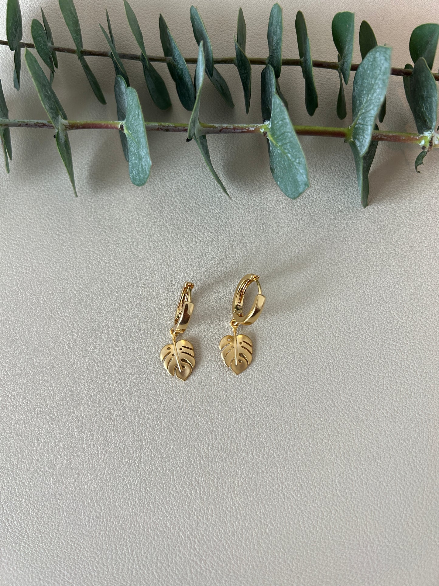 Monstera Charm Huggie Hoops - Style 9 - LucyLola