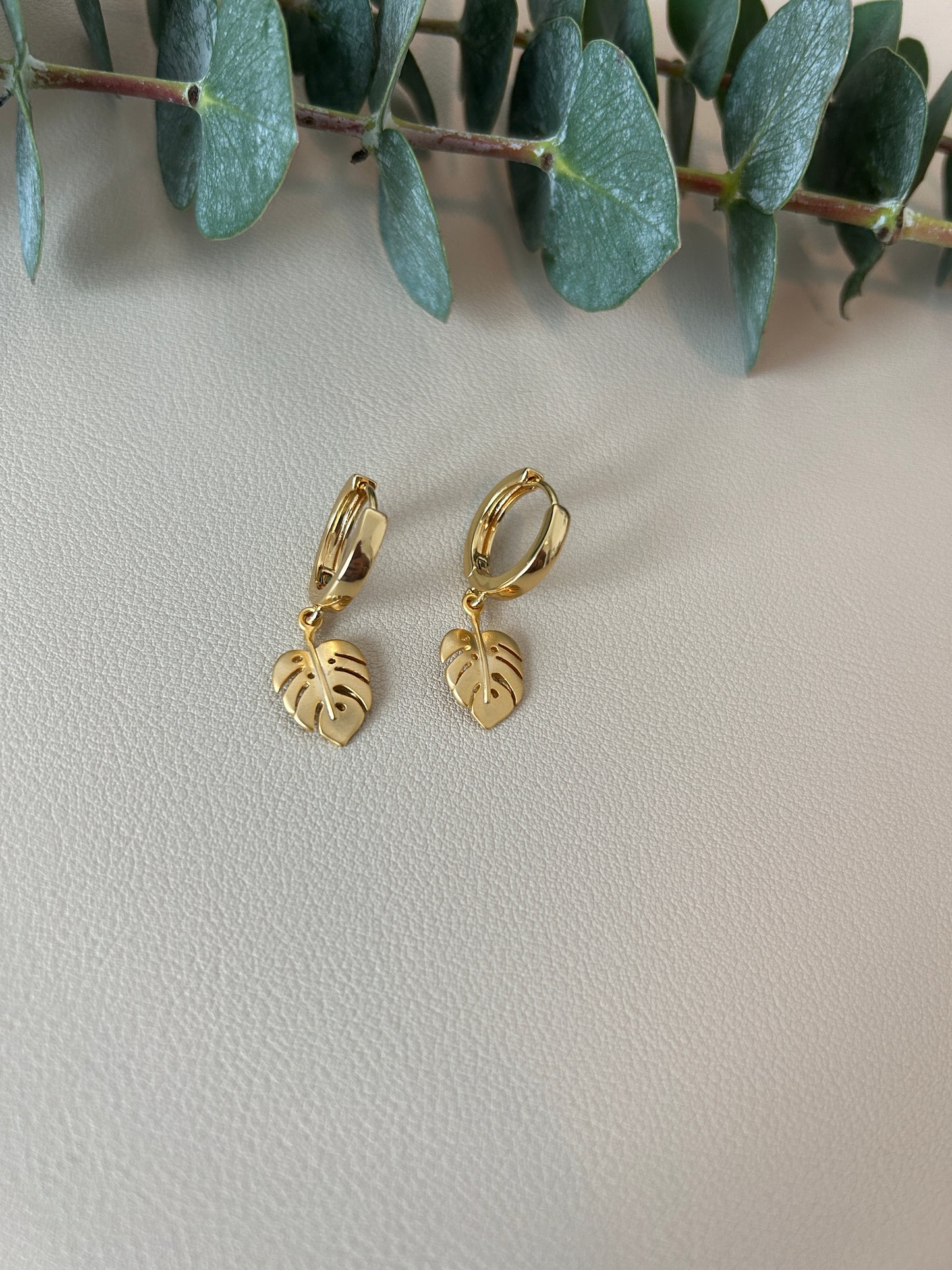 Monstera Charm Huggie Hoops - Style 9 - LucyLola