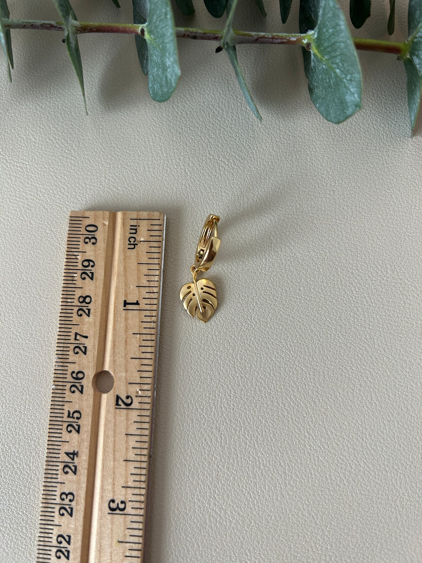 Monstera Charm Huggie Hoops - Style 9 - LucyLola