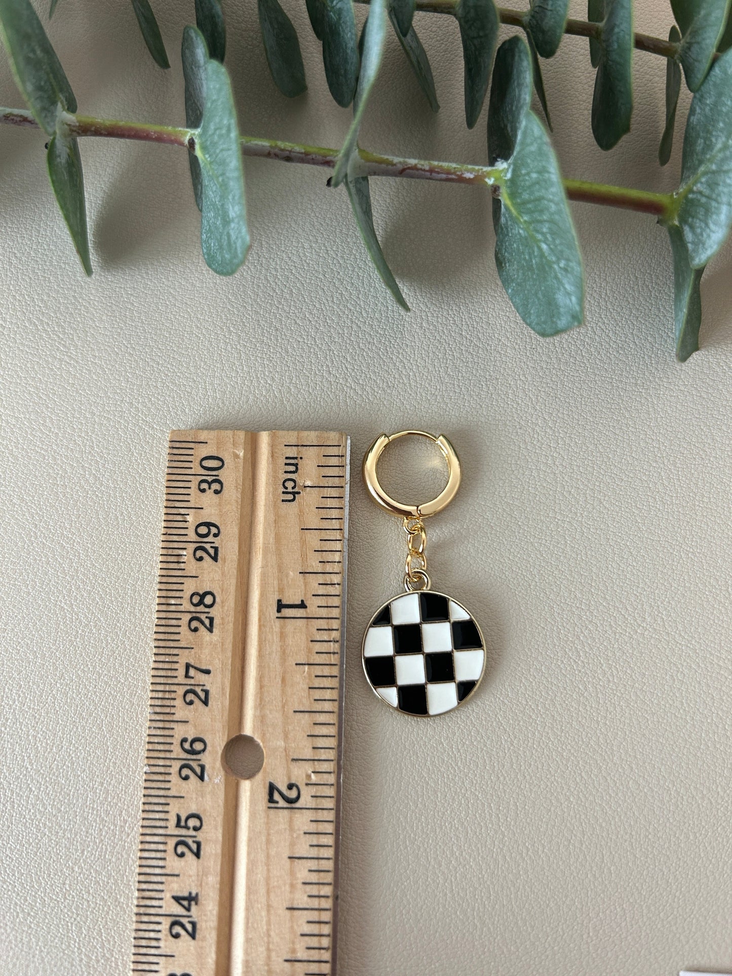 Checkerboard Charm Huggie Hoops - Style 14 - LucyLola
