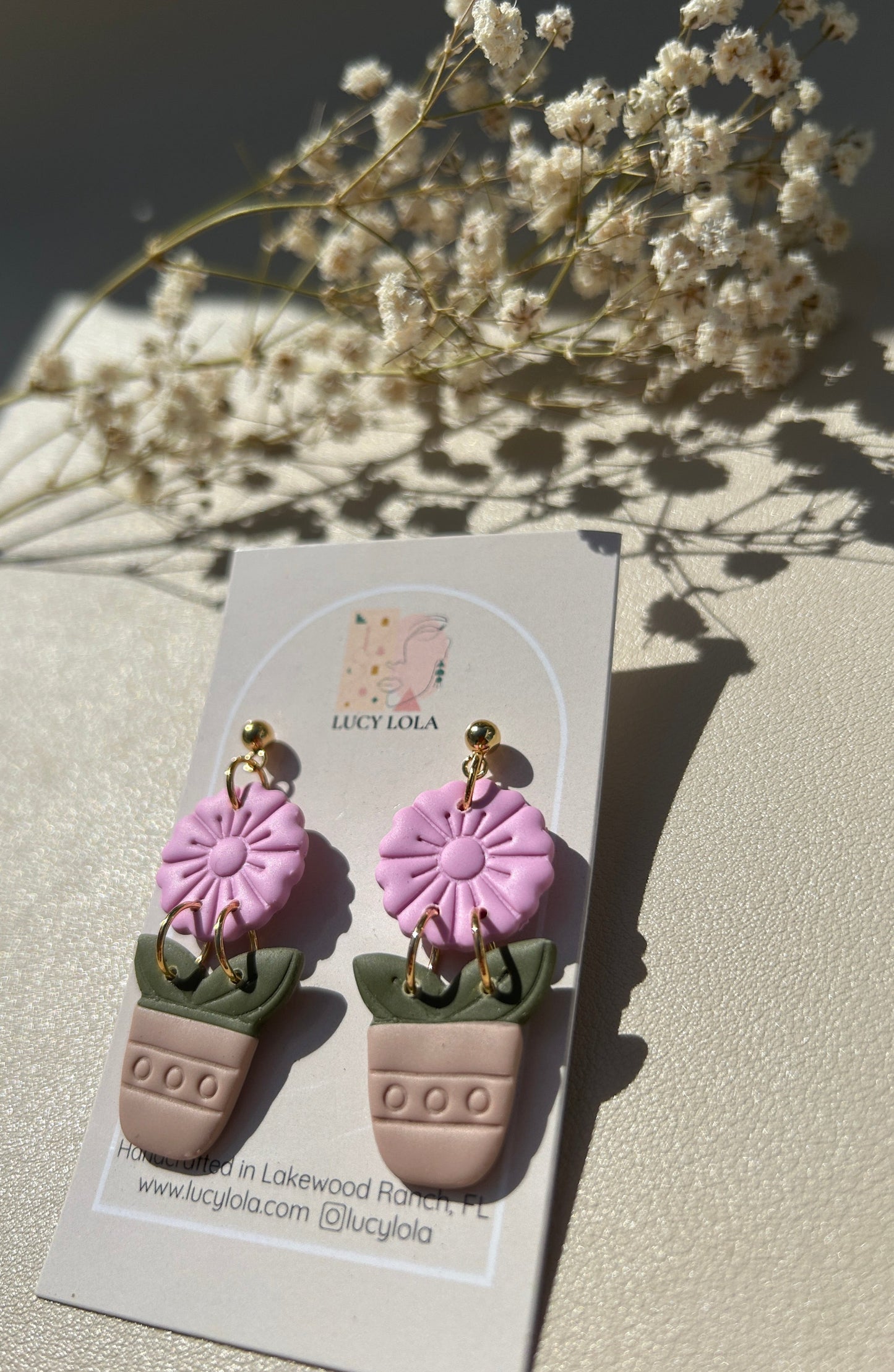 Flower Pot Earrings - Lilac