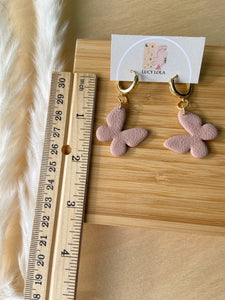 Butterfly Huggie Hoops - Mauve - LucyLola 
