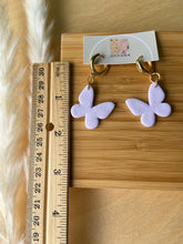 Load image into Gallery viewer, Butterfly Huggie Hoops - Lilac - LucyLola 
