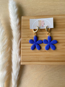 Funky Daisy Huggie Hoops - Cobalt - LucyLola 