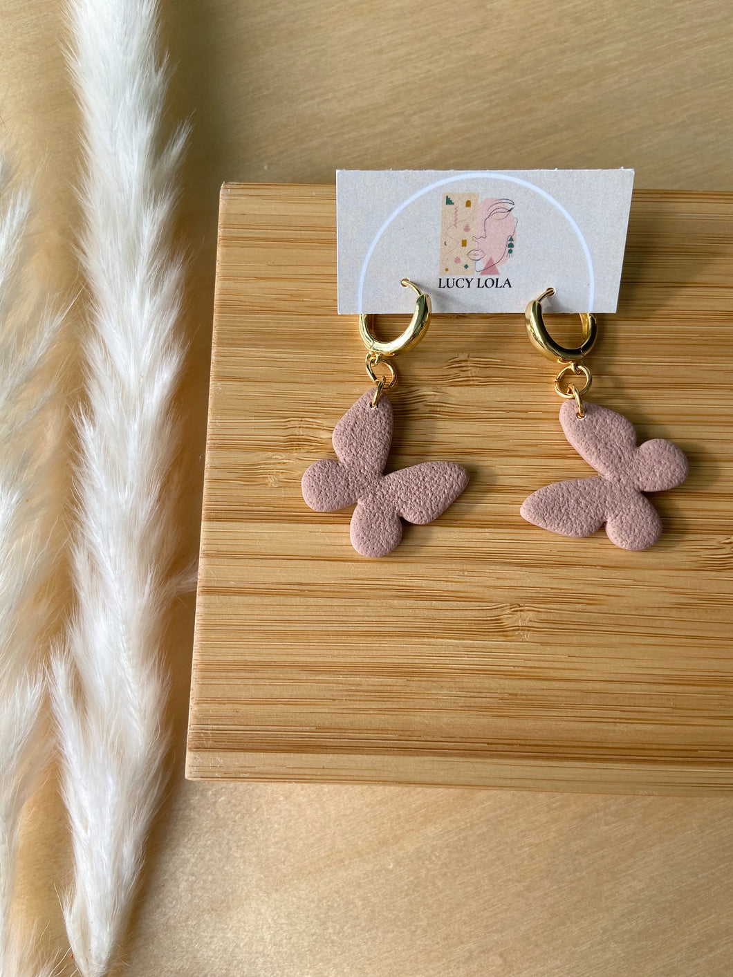 Butterfly Huggie Hoops - Mauve - LucyLola 